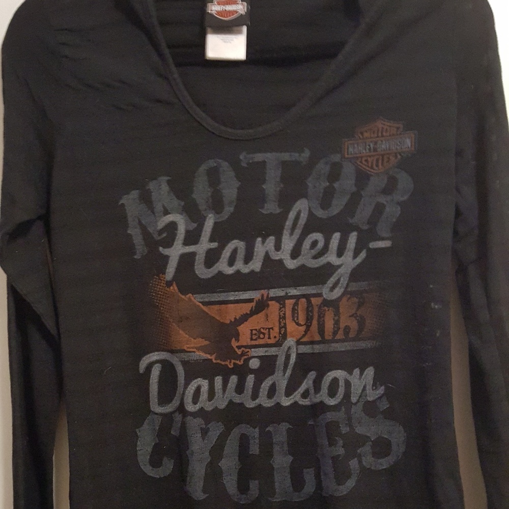 Harley Davidson Women's Long Sleeve Hood Top - XL